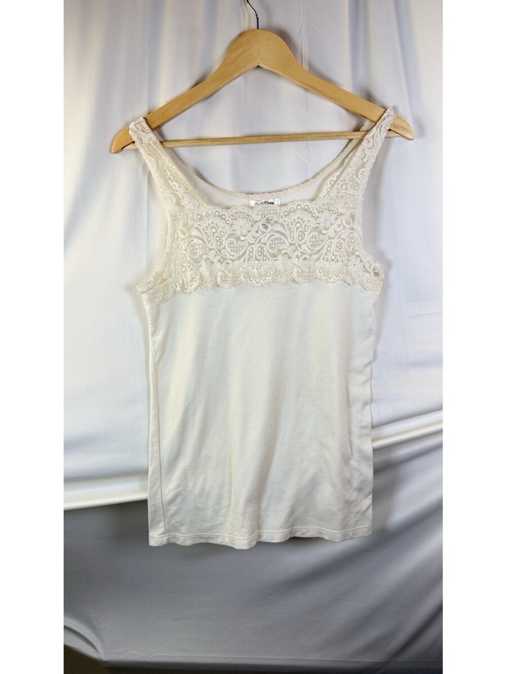 Cuddl Duds Camisole Lace Tank Top Womens Large Cami Vintage Y2K Fairy Cream USA